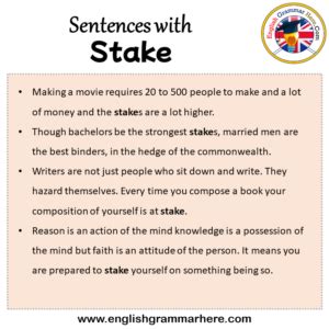 stakes traduction|stake in a sentence.